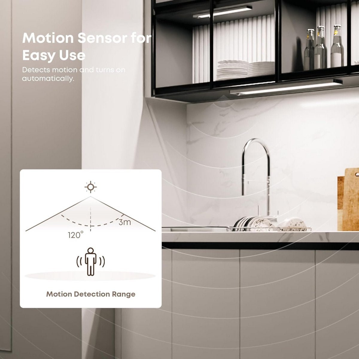 LED's Light Kastverlichting met sensor 80 cm - Oplaadbaar en draadloos - zwaai- en bewegingssensor - wit Kastverlichting LED.nl