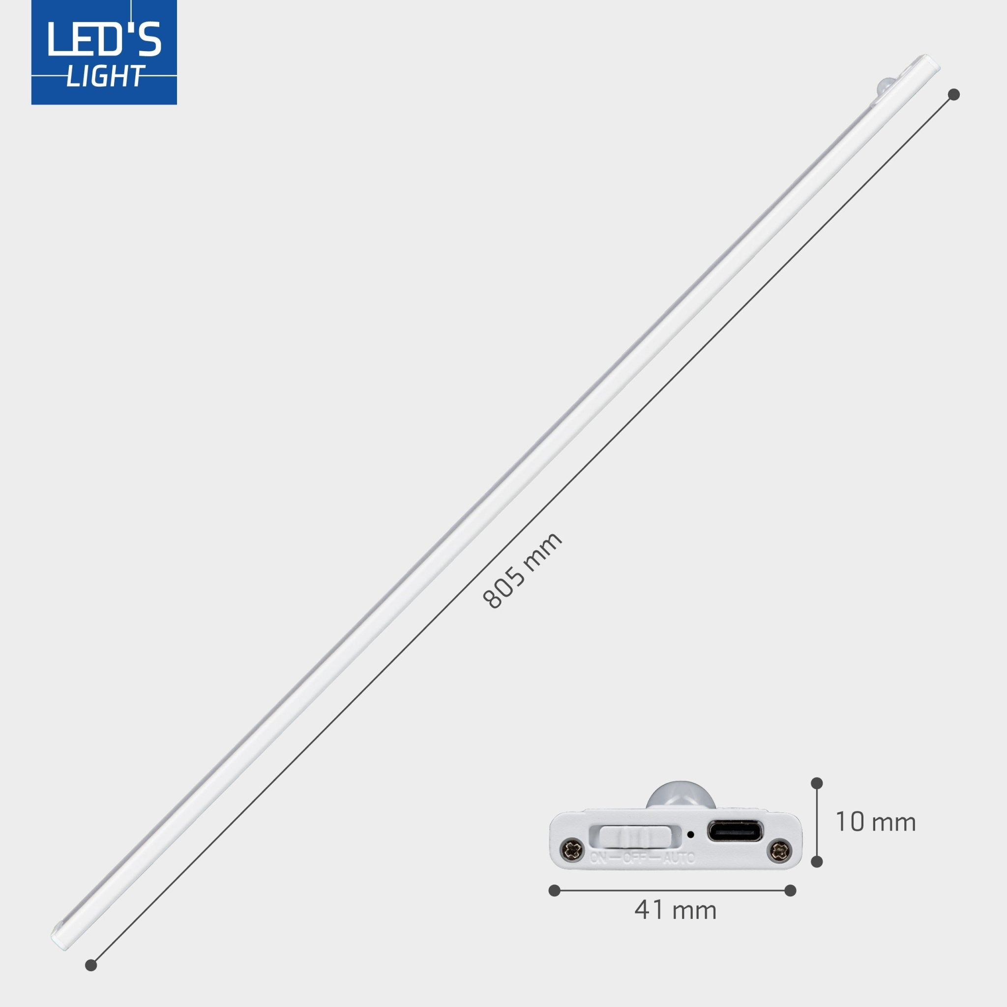 LED's Light Kastverlichting met sensor 80 cm - Oplaadbaar en draadloos - zwaai- en bewegingssensor - wit Kastverlichting LED.nl