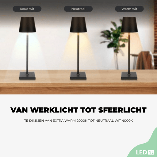 LED's Light Oplaadbare LED Tafellamp - Dimbaar via aanraking - Binnen en buiten - Grijs Tafellampenen LED.nl