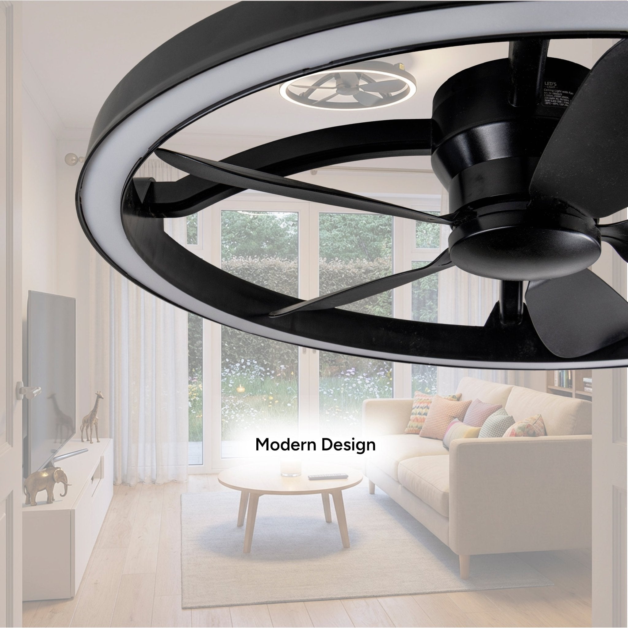 LED's Light Plafond ventilator met lamp Zwart 61,3cm - 27W - 2500lm - Verstelbare kleurtemperatuur - Dimbaar - Incl afstandbediening Plafondventilatoren LED.nl
