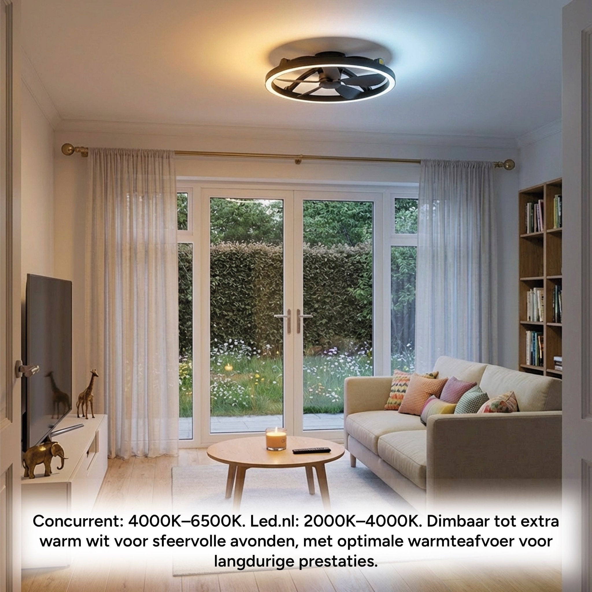 LED's Light Plafond ventilator met lamp Zwart 61,3cm - 27W - 2500lm - Verstelbare kleurtemperatuur - Dimbaar - Incl afstandbediening Plafondventilatoren LED.nl