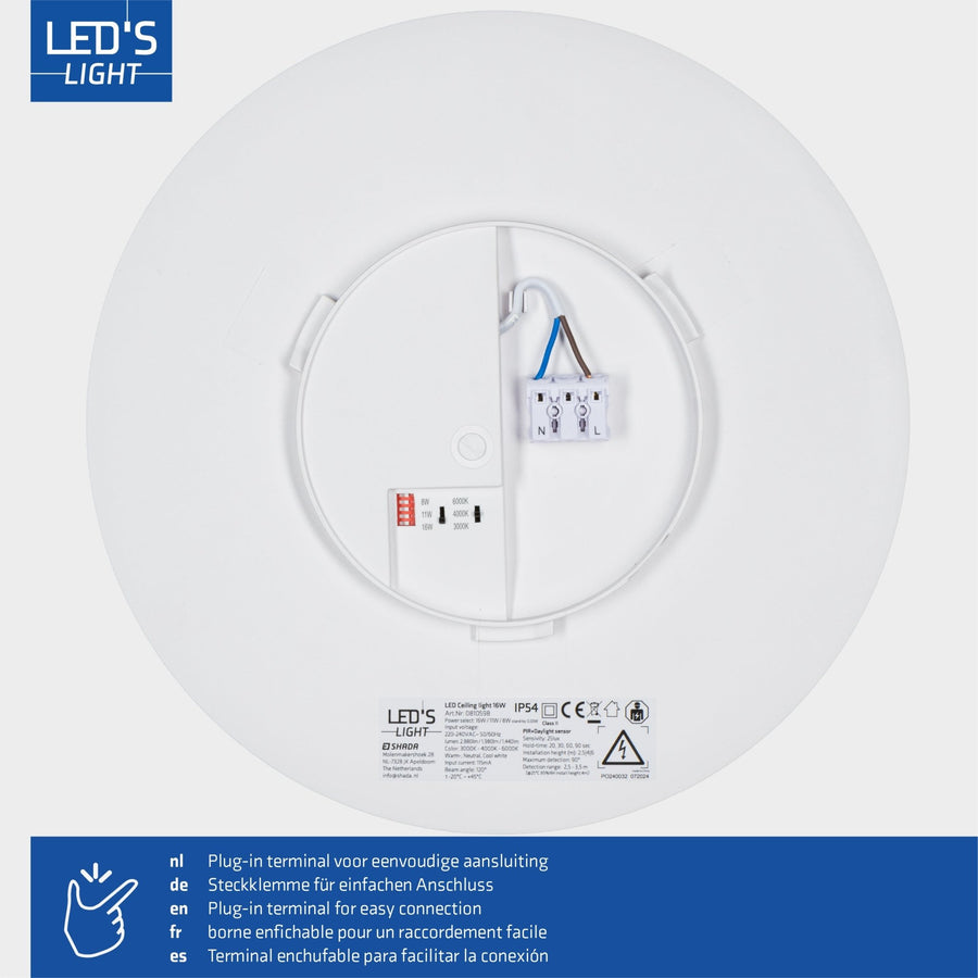LED's light Plafondlamp met bewegingssensor en schemersensor - dimbaar in 6 standen - IP54 - 30 cm Plafondlampen LED.nl
