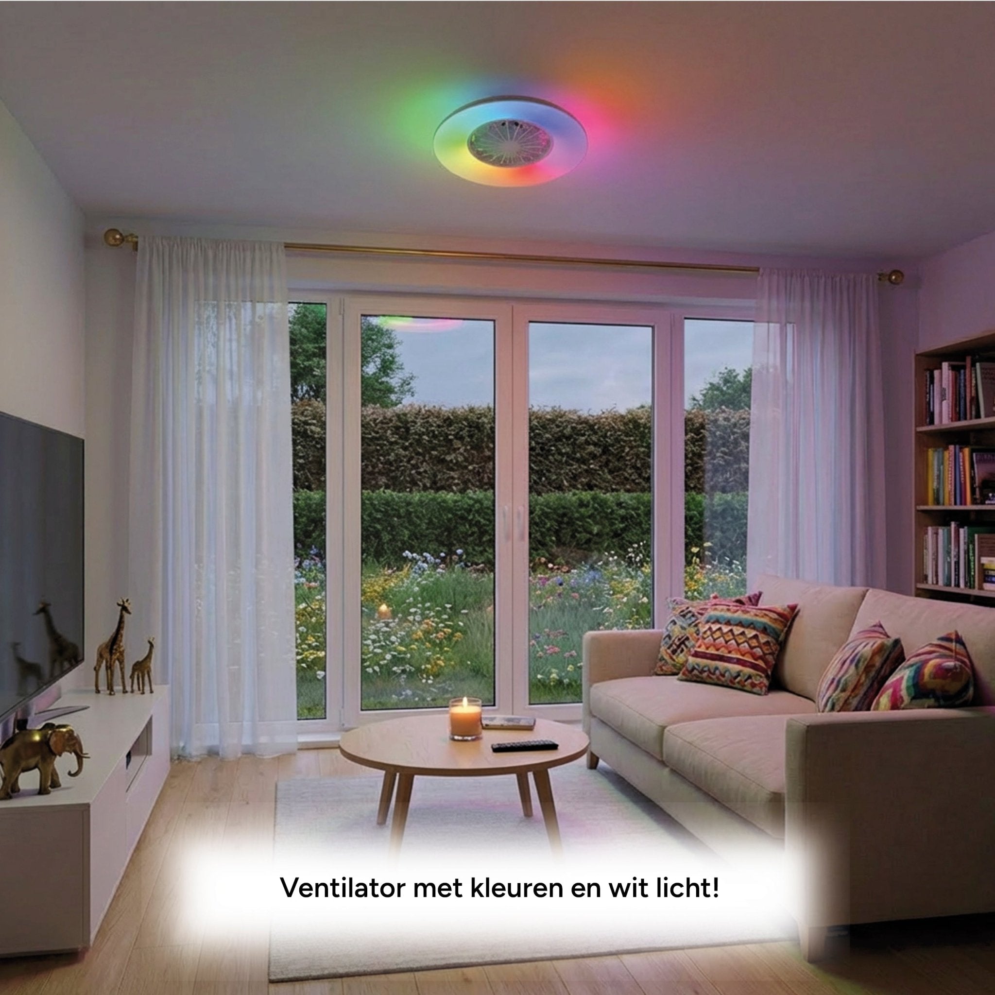 LED's Light Plafondlamp met ventilator RGB - 39W 3300lm 2700K/6500K/RGB - Ø485mm IP20 - Dimbaar Plafondventilatoren LED.nl