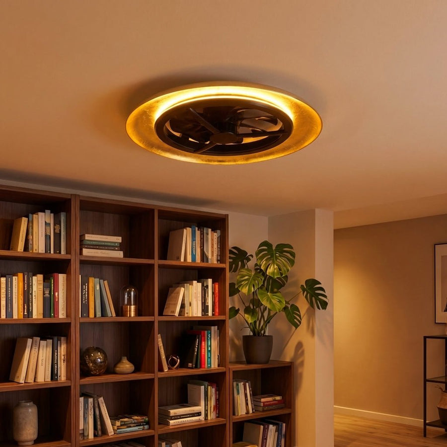 LED's Light Plafondventilator met lamp Goud met Zwart 55W 4300lm 1800K/4000K 55cm Plafondventilatoren LED.nl