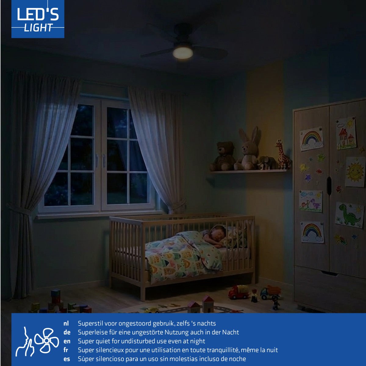 LED's Light Plafondventilator met lamp Taupe 25W 2600lm 2200K/6500K - 53cm Plafondventilatoren LED.nl