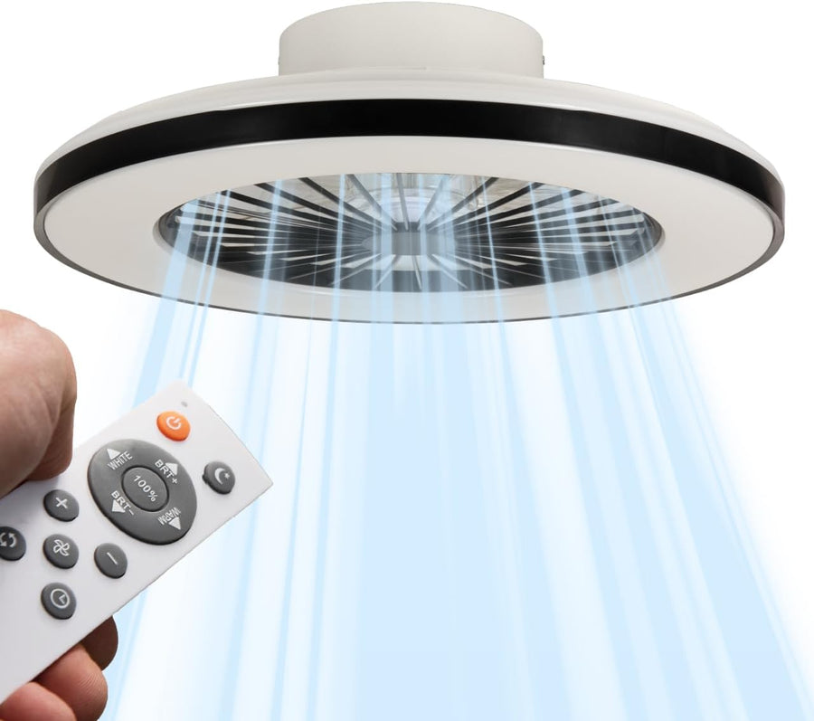 LED’s Light plafondventilator met verlichting 48 cm – Ventilatiesnelheid en bediening met afstandsbediening - Zwart Plafondventilatoren LED.nl