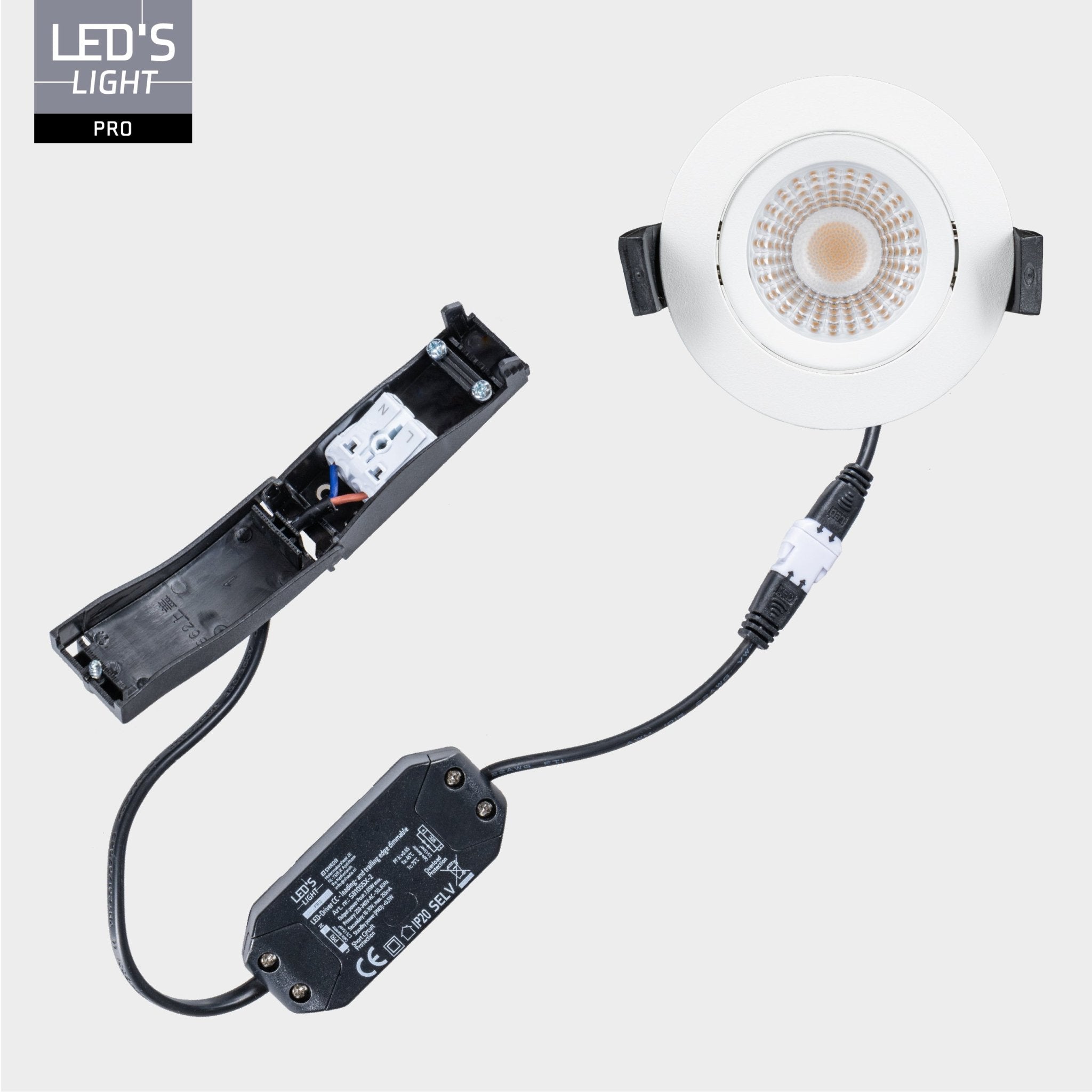 6 PACK - LED's Light PRO downlight inbouwspot Ø 68mm - Spatwaterdicht - Dimbaar - Universeel - Wit Inbouwspots LED.nl