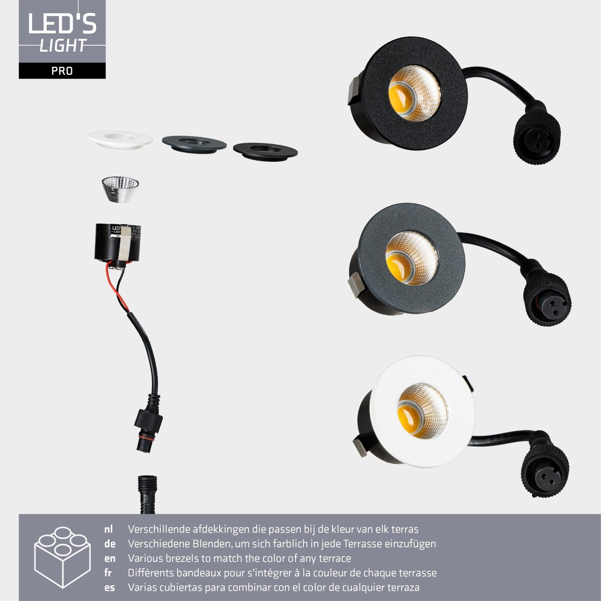 3 PACK - LED's Light PRO mini inbouwspot 3 cm - Voor overkapping, veranda's en inbouwplafonds - Dimbaar - 3 Kleuren plaatjes Inbouwspots LED.nl