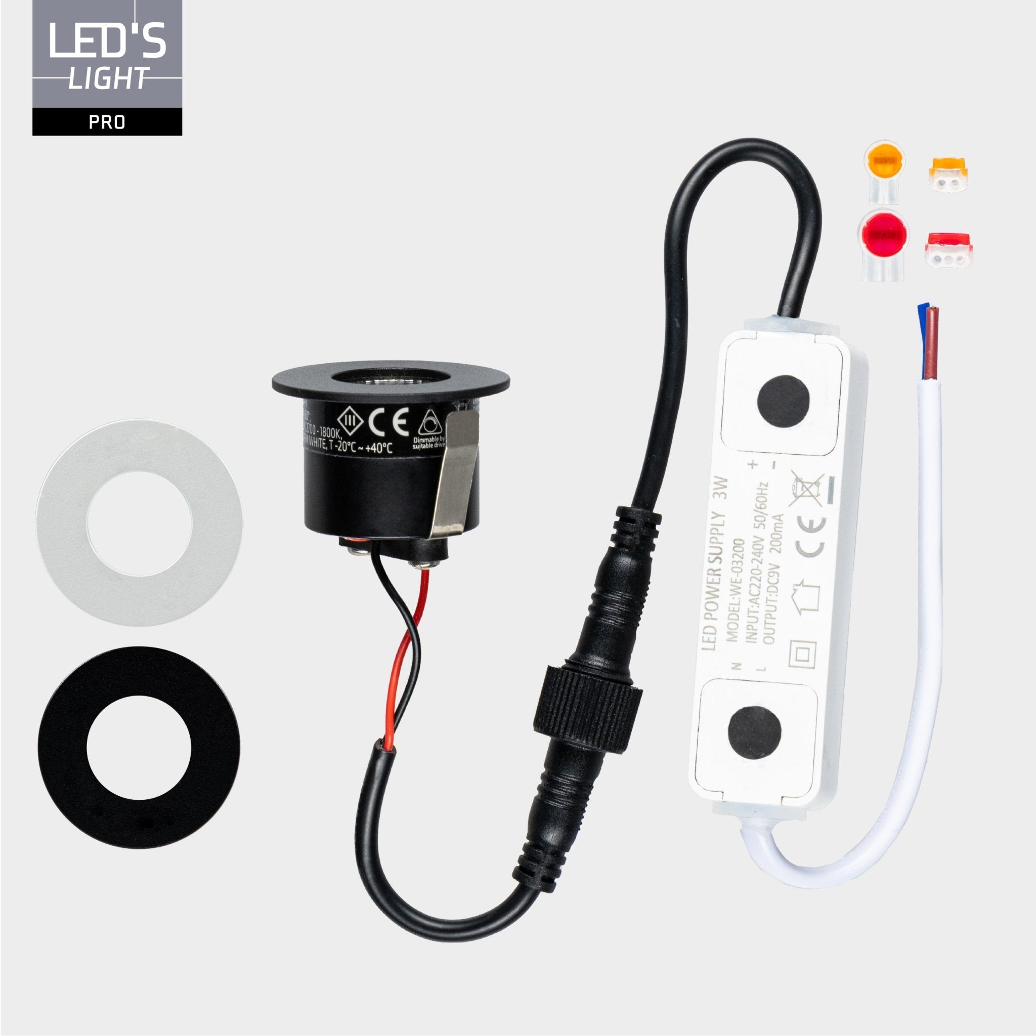 3 PACK - LED's Light PRO mini inbouwspot 3 cm - Voor overkapping, veranda's en inbouwplafonds - Dimbaar - 3 Kleuren plaatjes Inbouwspots LED.nl