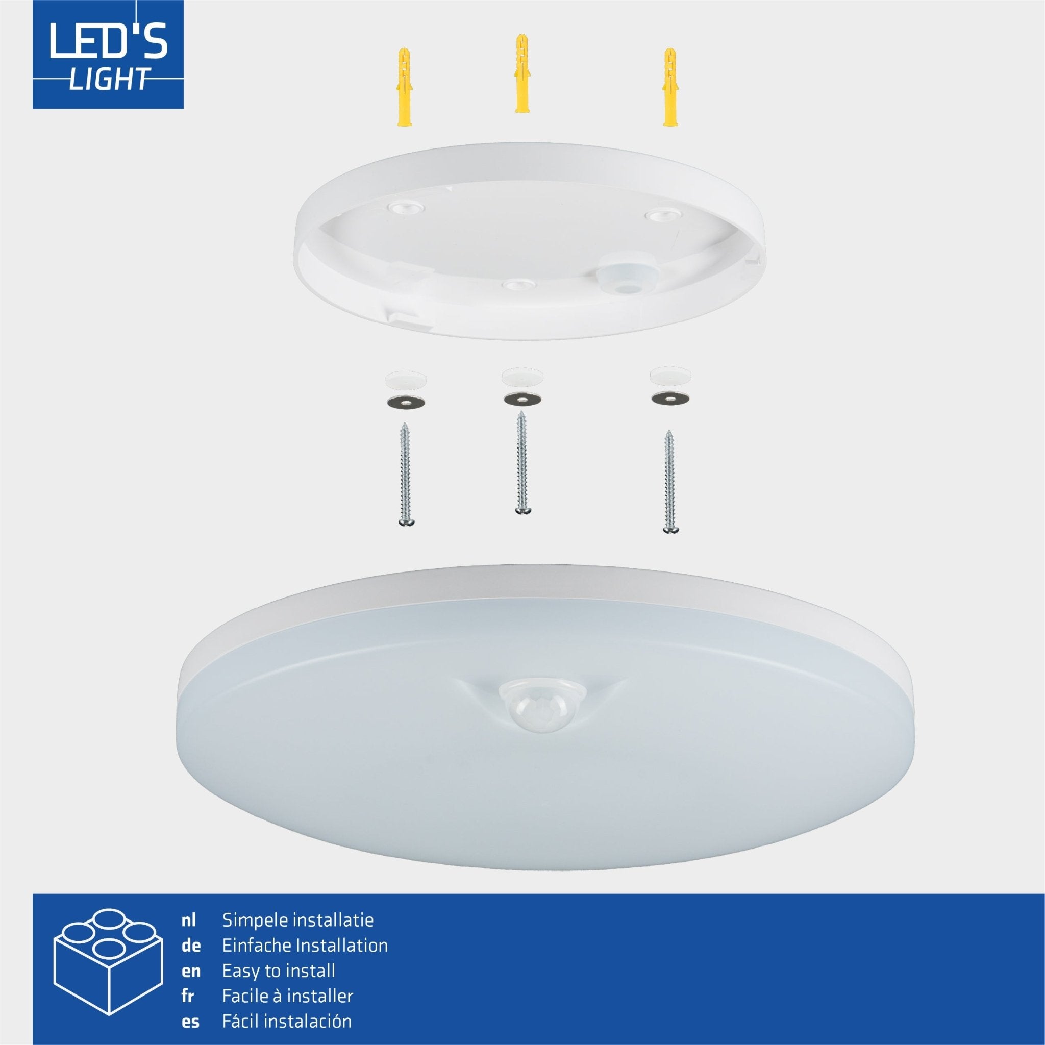 LED's Light Pro Plafondlamp met sensor - Bewegingssensor en schemersensor - 6 standen - 25 cm Plafondlampen LED.nl