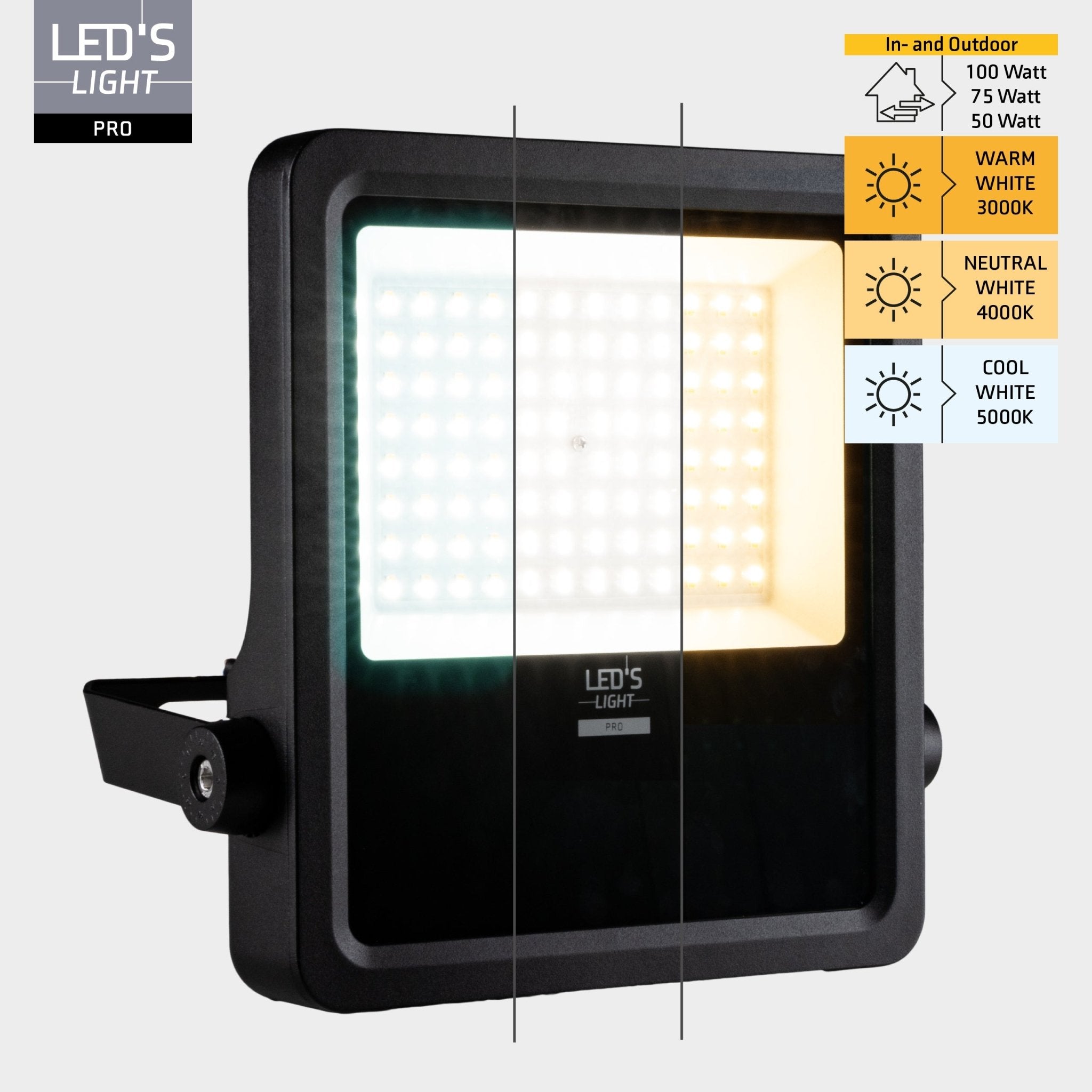 LED's Light Pro Premium Floodlight 12750lm - CCT schakelbaar - Powerselect - 6 lichtstanden - Water en roestbestendig - 100W Schijnwerpers LED.nl