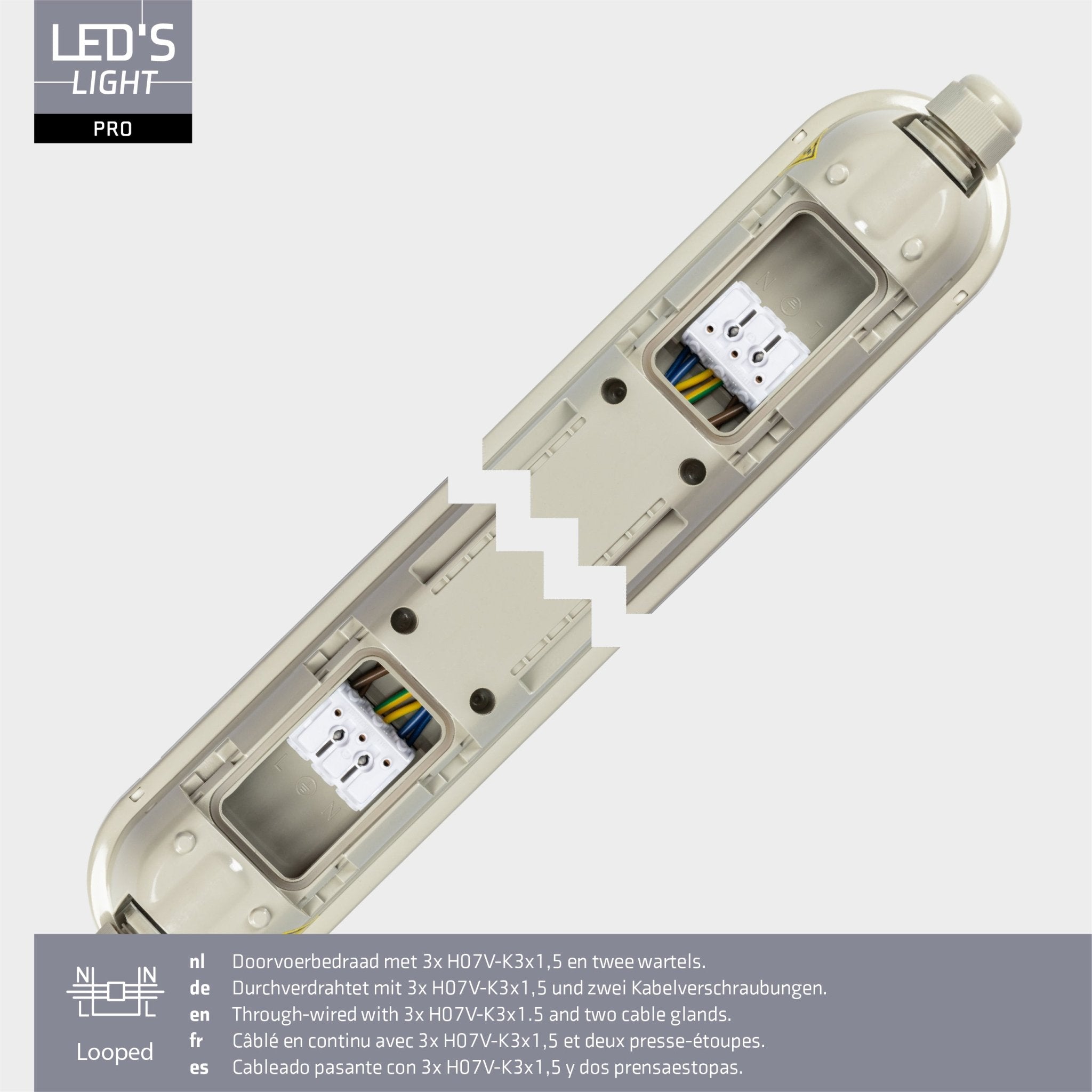 4 PACK -LED's Light Pro TL armatuur compleet 60 cm - Koppelbaar - IP65 Waterdicht - 2400 lm - 15W - 160lm/w LED.nl