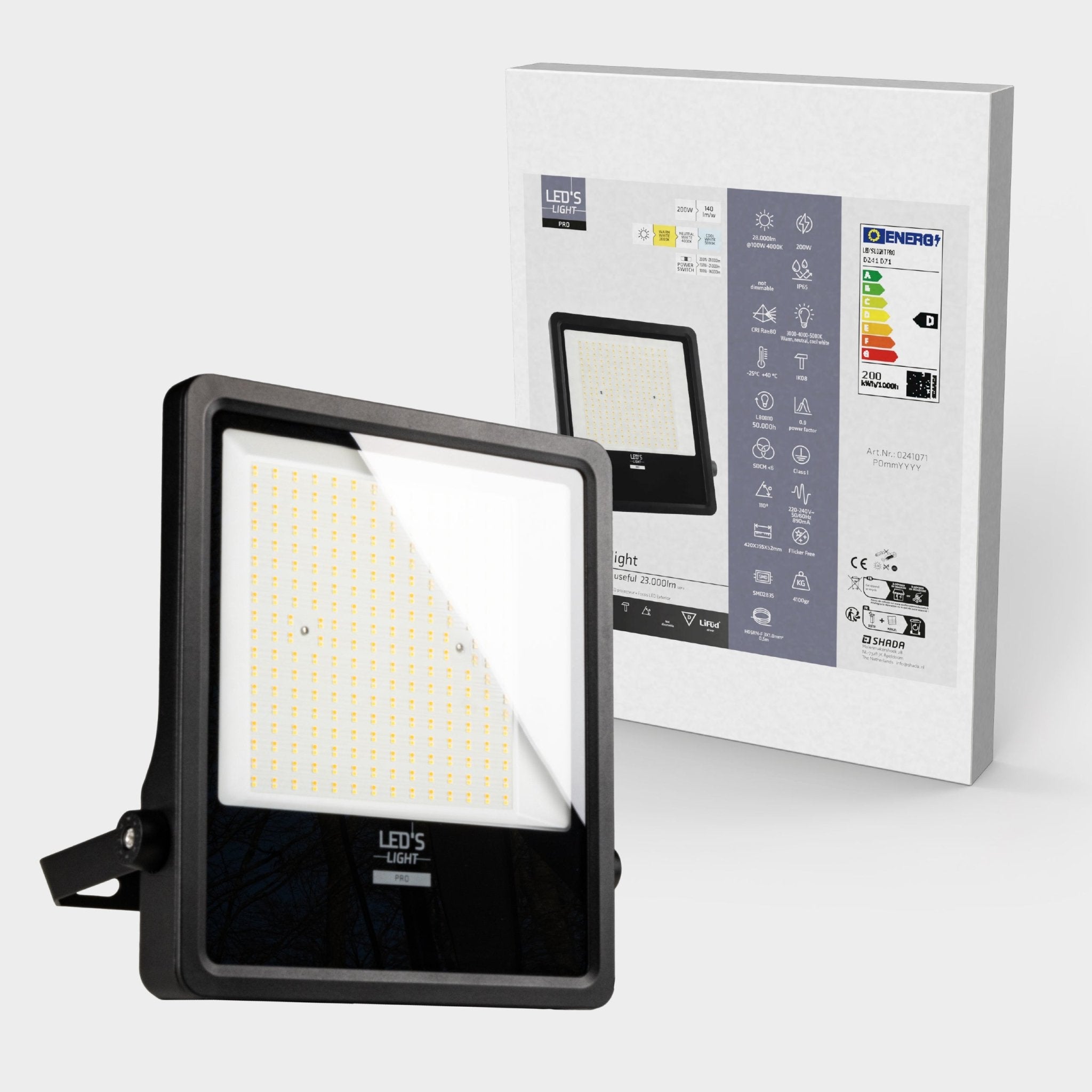 LED's Light Pro Premium Schijnwerper 25500lm - CCT - Powerselect - 6 lichtstanden - Water en roestbestendig - 200W Schijnwerpers LED.nl