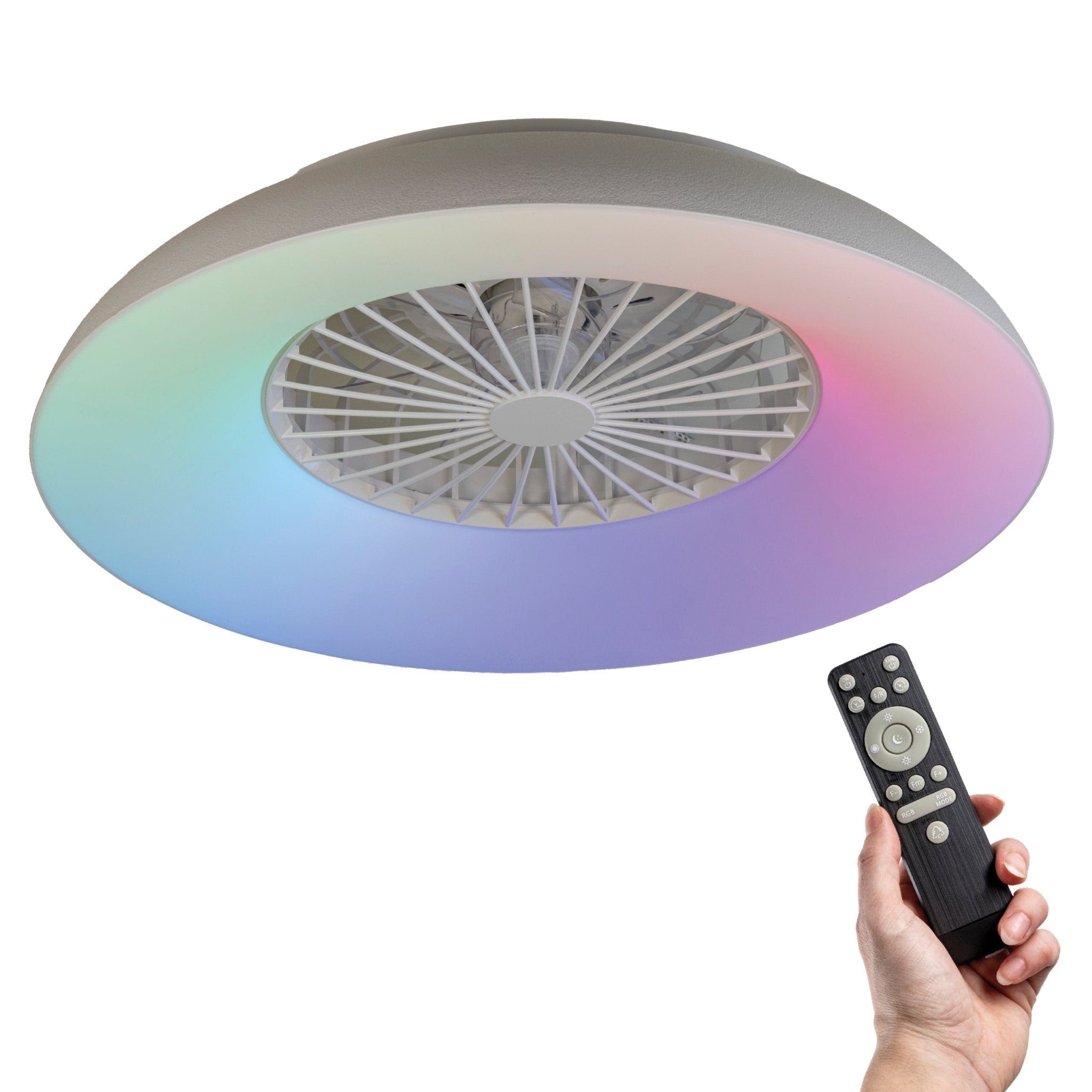 LED's Light RGB Plafondlamp met ventilator - 54W 3950lm 2700K/6500K/RGB - Ø600mm IP20 - Dimbaar Plafondventilatoren LED.nl