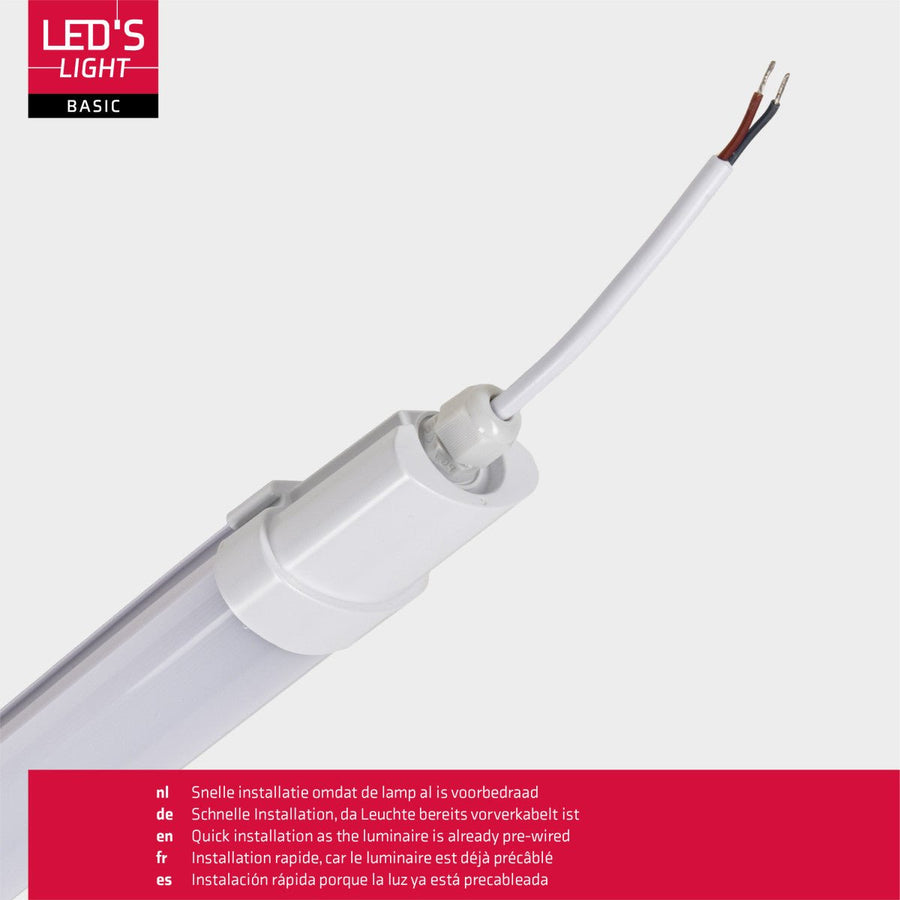 4 PACK - LED's Light TL Licht balk Batten 120 cm - Geschikt voor alle binnen en vochtige ruimtes - 18W - IP65 - IK08 - 1900lm TL verlichting LED.nl
