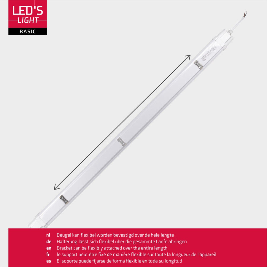 4 PACK - LED's Light TL Licht balk Batten 120 cm - Geschikt voor alle binnen en vochtige ruimtes - 18W - IP65 - IK08 - 1900lm TL verlichting LED.nl