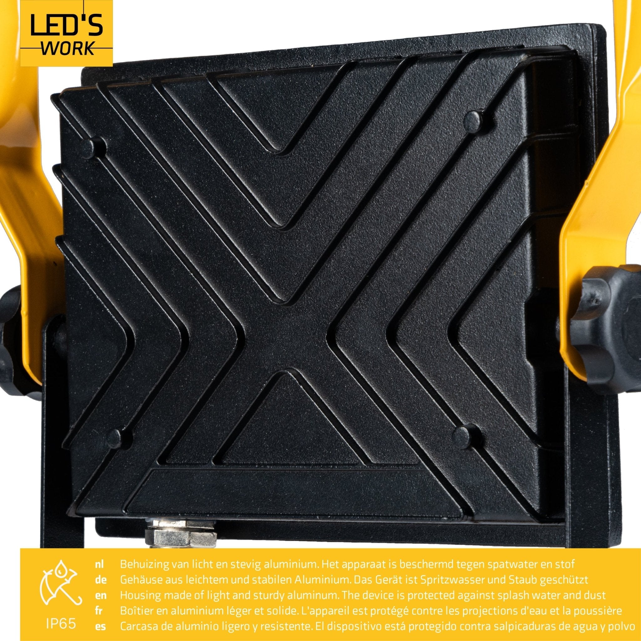 LED's Work 50W Bouwlamp Werklamp Bedraad 4900lm - Verstelbare beugel - Waterdicht (IP65) - Zwart geel Werklampen LED.nl