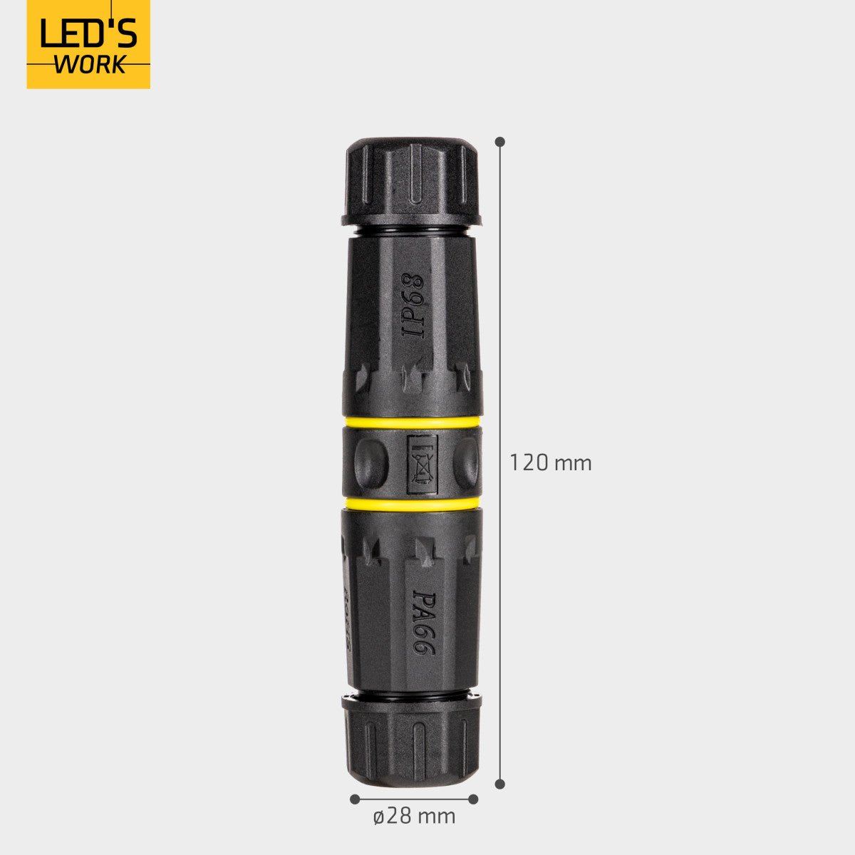LED's Work Ethernet connector RJ45-connector I-vorm – CAT6A – Ø4,5–7,5 mm kabel – IP68 Kabelverbinders LED.nl