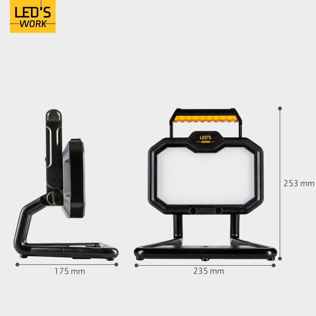 LED's Work LED oplaadbare Bouwlamp 20W 2000lm - Werkt draadloos op accu - Stof- en waterdicht - Inklapbaar Bouwlampen LED.nl
