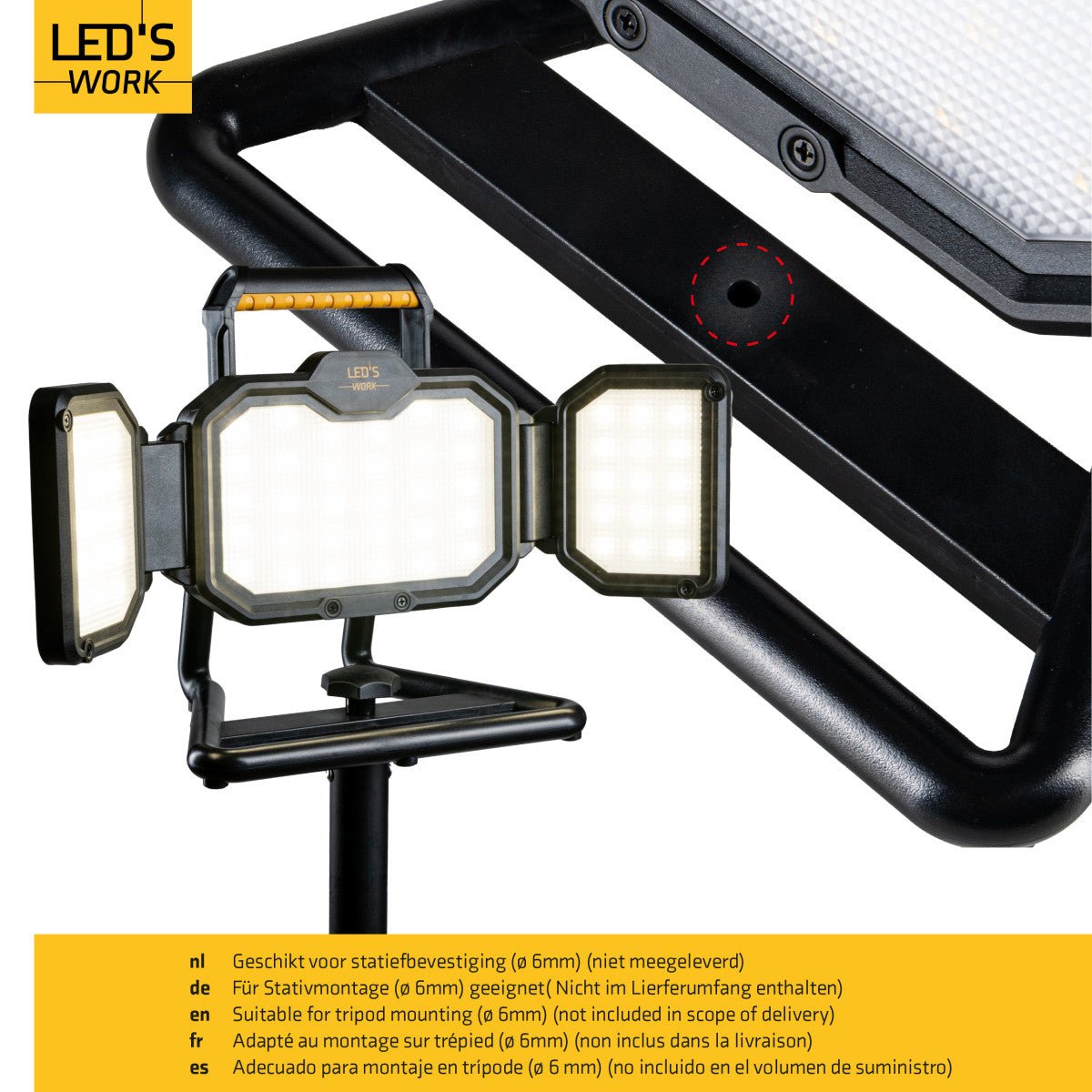 LED's Work LED Bouwlamp Werklamp Oplaadbaar 4000lm 30W Opvouwbaar & Compact Werklampen LED.nl