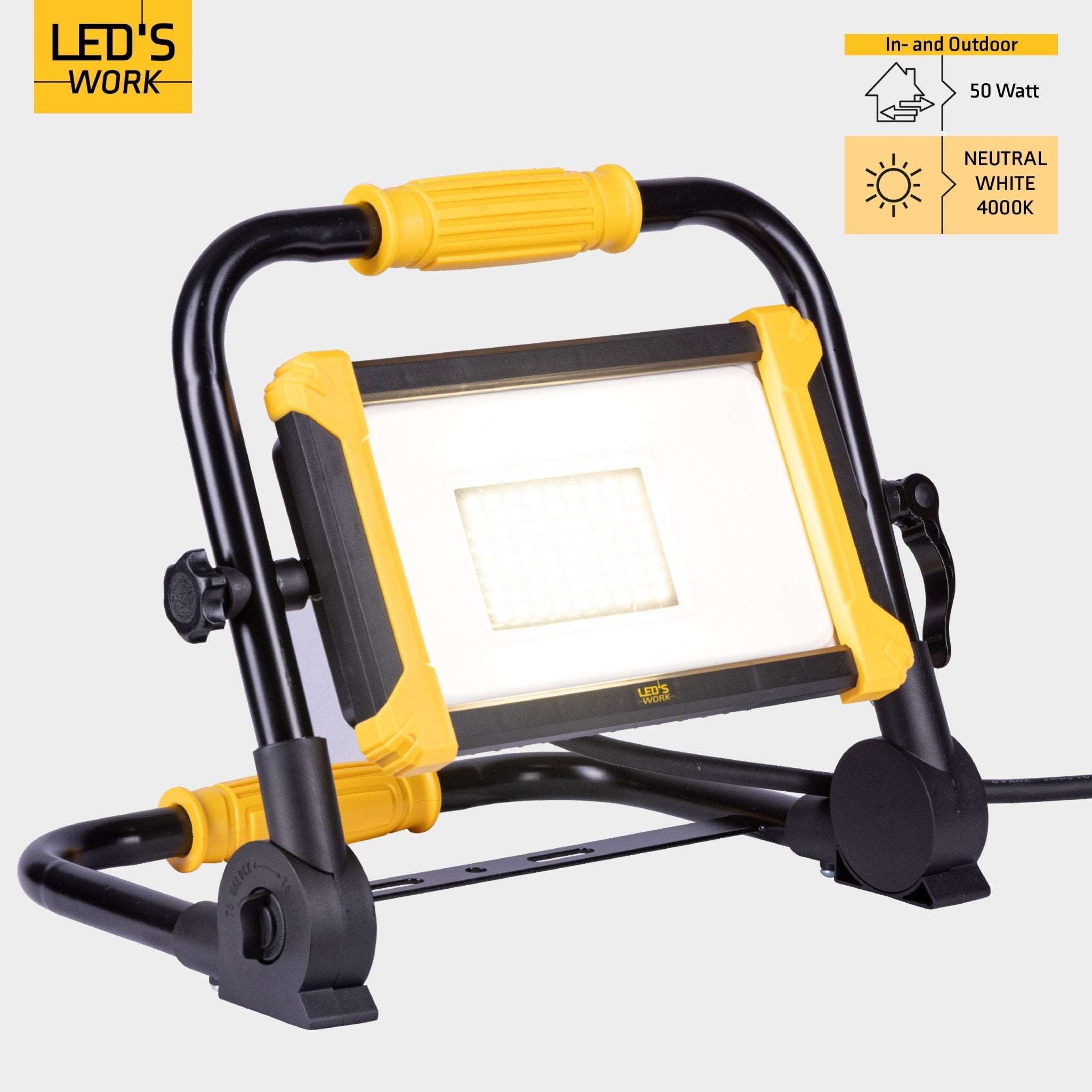 LED's Work Opvouwbare Bouwlamp 6400 - 50W - 5 meter kabel Bouwlampen LED.nl