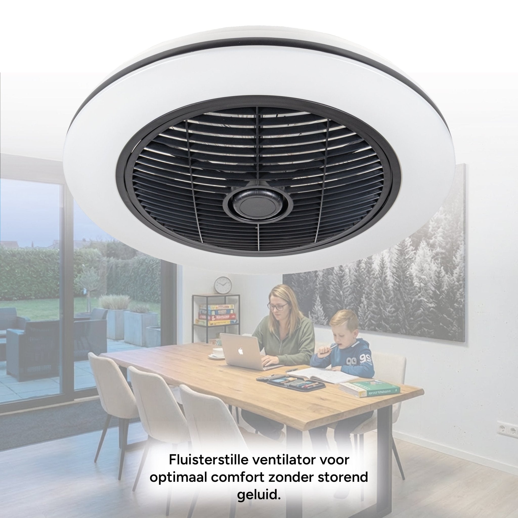 Moderno 3D plafondventilator met verlichting 50cm – Dimmen en lichtkleur instellen via afstandsbediening – Met zomer- en winterstand en timerfunctie Plafondventilatoren Led.nl