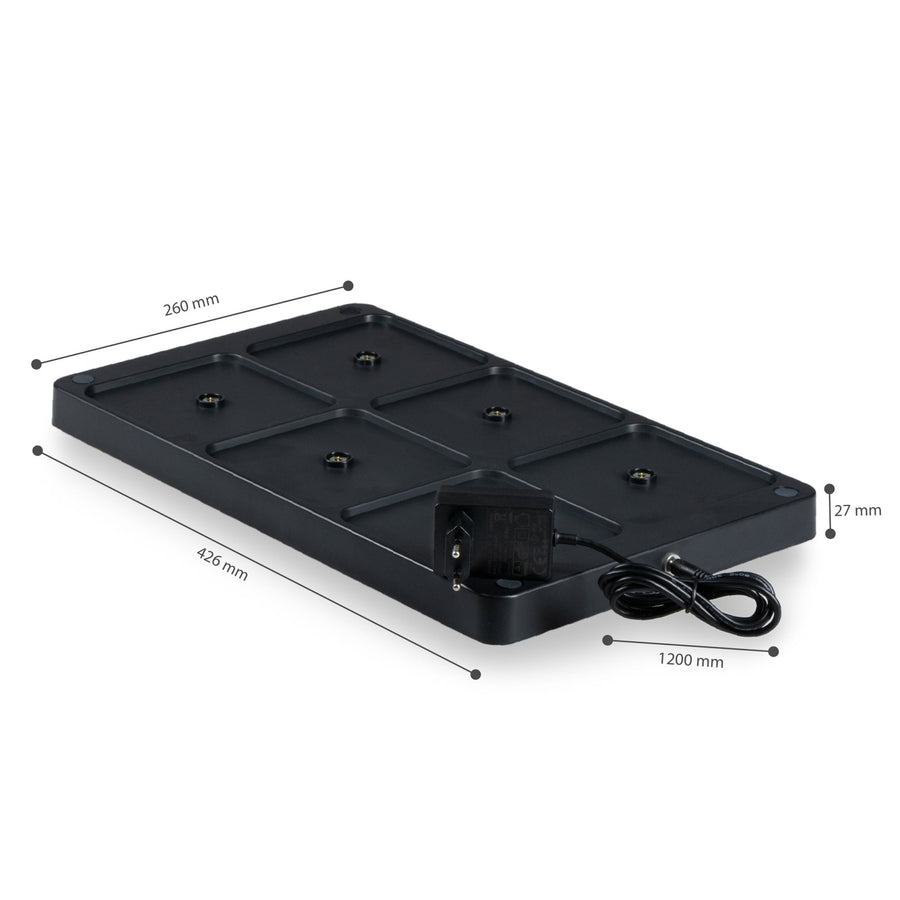 Oplaadstation voor 6 oplaadbare LED tafellampen - Docking met voeding - Zwart LED.nl