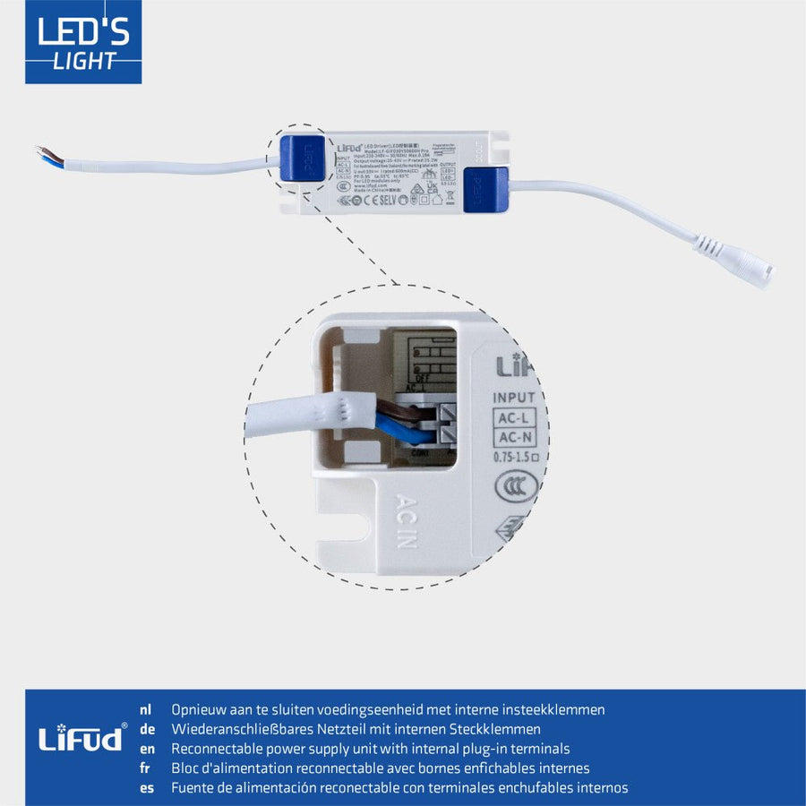 Paneel - 40W 4000lm 4000K 595x595mm - Lifud Driver - Wit - < 22 Panelen LED.nl