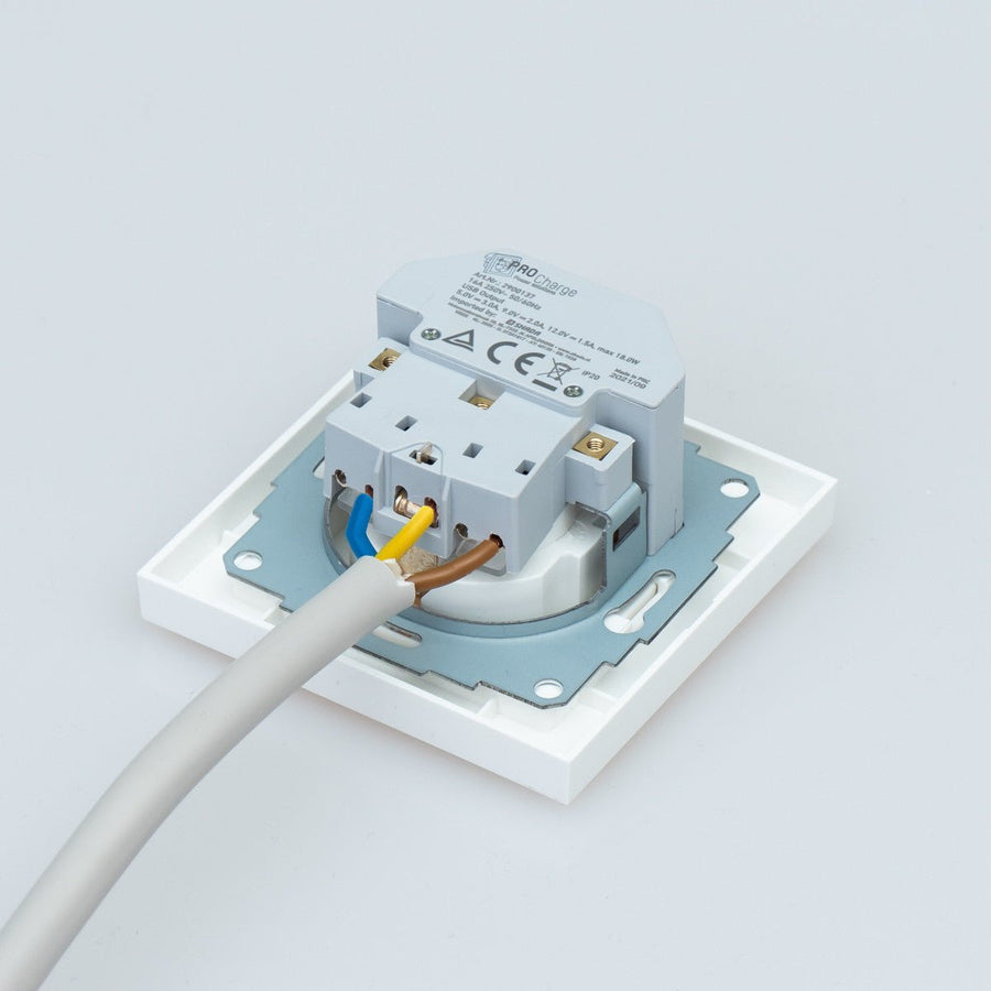 ProCharge Wandcontactdoos met USB-C en USB snelladers - Universeel - Wit - RAL9010 - LED.nl