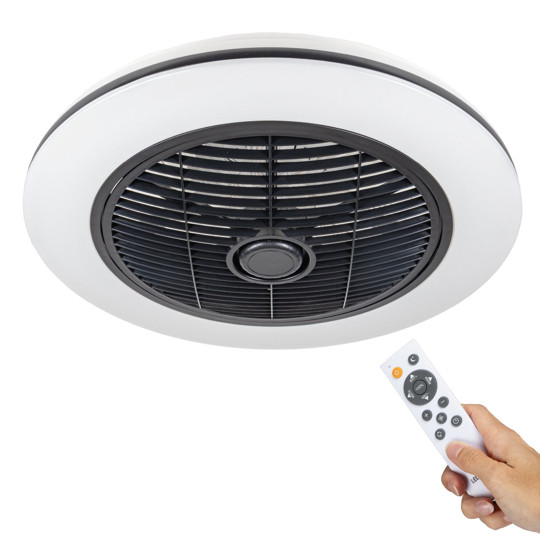 Moderno 3D plafondventilator met verlichting 50cm – Dimmen en lichtkleur instellen via afstandsbediening – Met zomer- en winterstand en timerfunctie Plafondventilatoren Led.nl