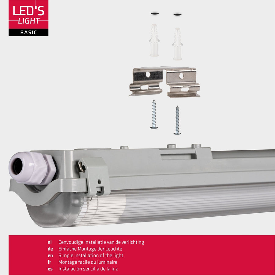 4 PACK - LED's Light LED TL 4 armaturen met lampen 150 cm - Koud wit licht 6500 K - Waterdicht - Complete set - 4 stuks TL verlichting LED.nl