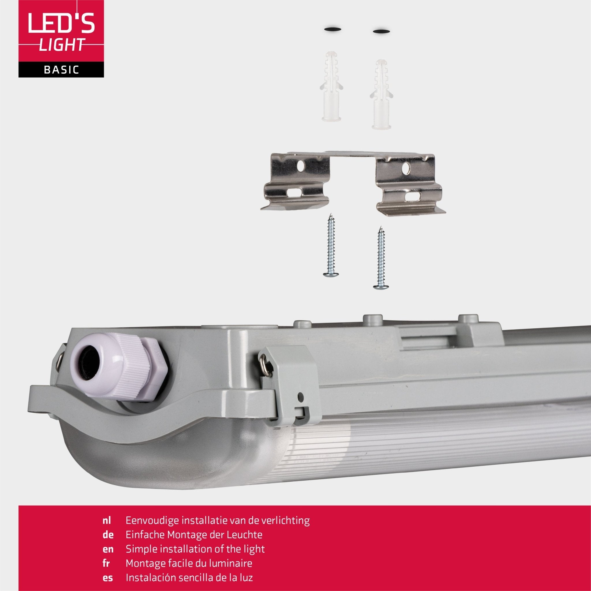 Proventa LED TL dubbel armaturen met 16 lampen 120 cm - Koud wit licht 6500 K - Voordeelverpakking - 8 stuks TL verlichting LED.nl