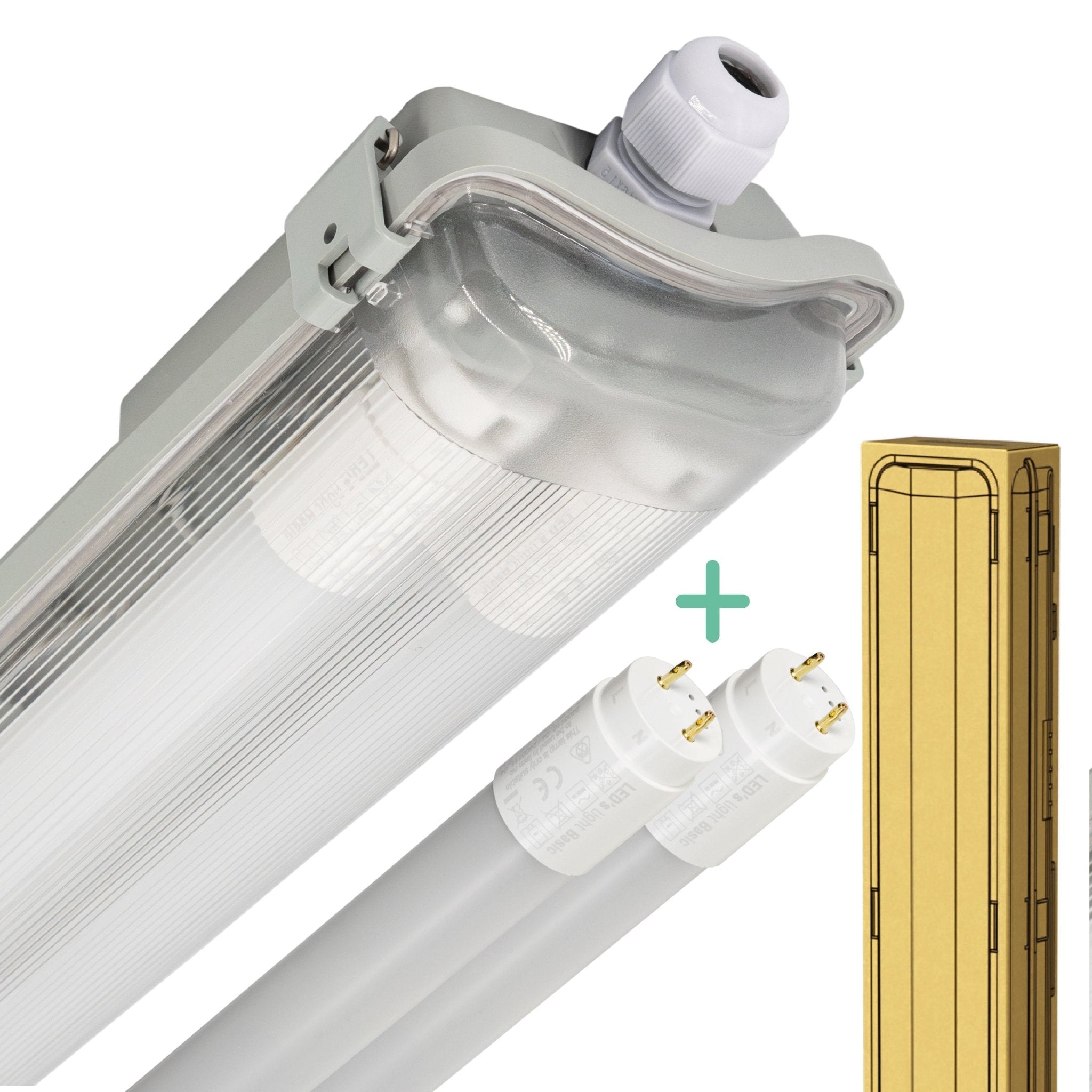 LED's Light LED TL dubbel armatuur 150 cm - warm wit licht 4000K - Compleet met 2 LED TL buizen 150 cm - 4600lm TL verlichting LED.nl