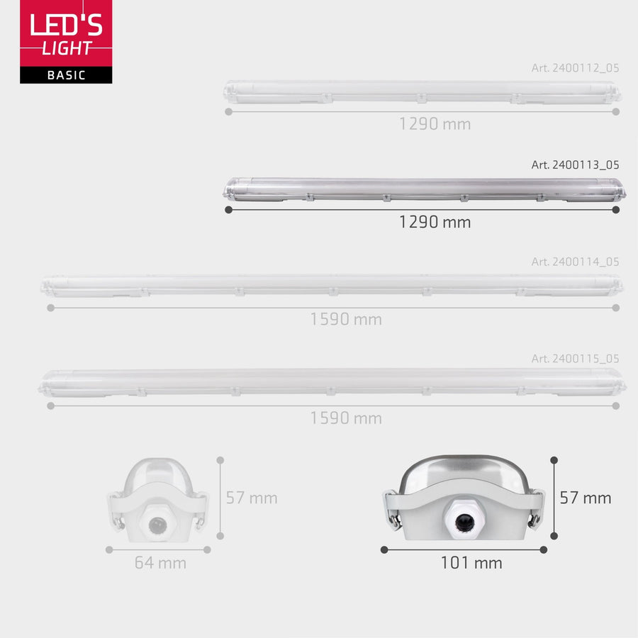 LED's Light LED TL dubbel armatuur met 2 lampen 120 cm - Koud wit licht 6500 K - Waterdicht - Complete set TL verlichting LED.nl