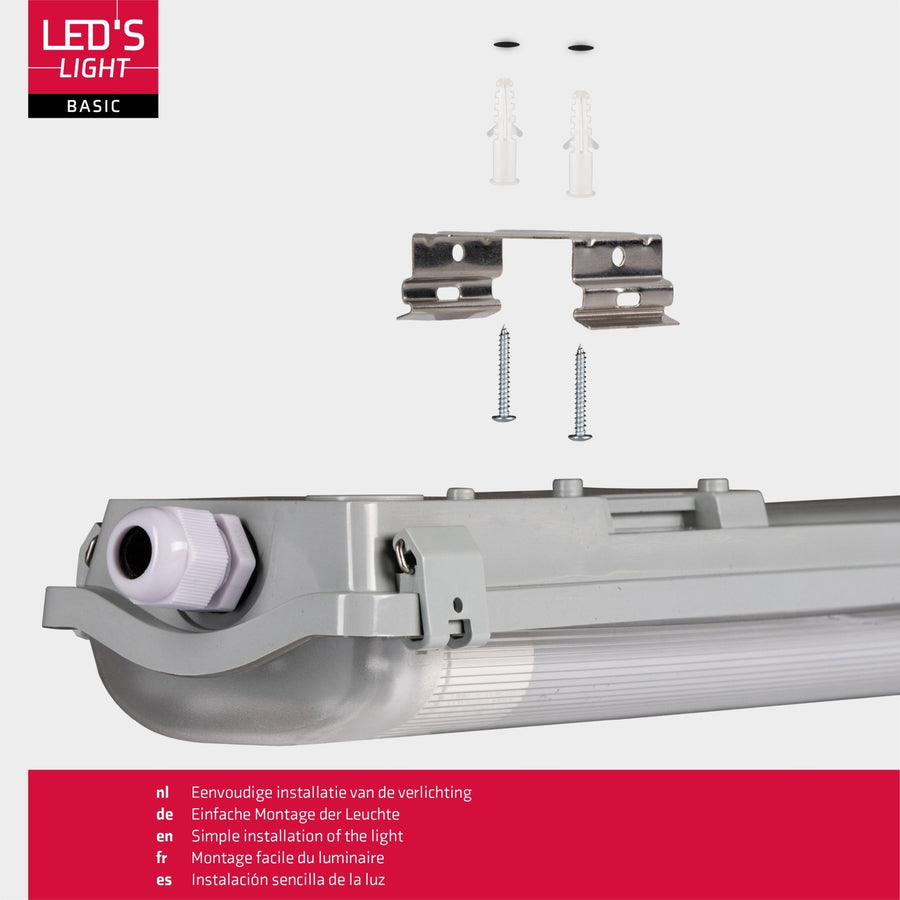 LED's Light LED TL dubbel armatuur met 2 lampen 120 cm - Koud wit licht 6500 K - Waterdicht - Complete set TL verlichting LED.nl