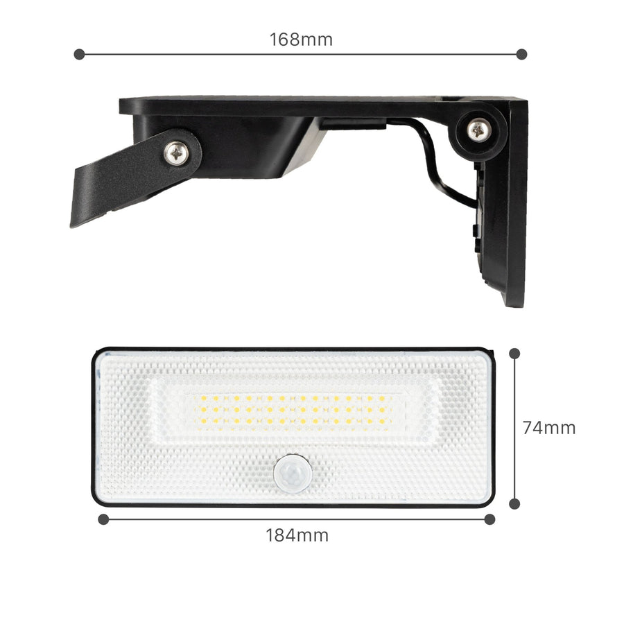 Slim Solar LED Buitenlamp 1600 lm met sensor - Bewegingssensor en nachtsensor - Draadloos - Zwart Buitenlampen LED.nl