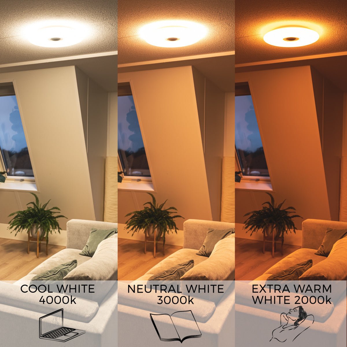 VoiceControl LED Plafondlamp 50 cm met Google Nest & Amazon Echo Dot houder - Bedienbaar met App Slimme lampen LED.nl