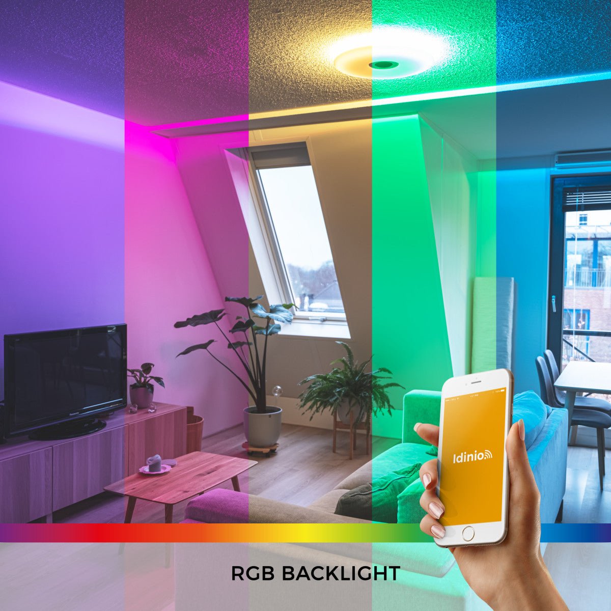 VoiceControl LED Plafondlamp 50 cm met Google Nest & Amazon Echo Dot houder - Bedienbaar met App Slimme lampen LED.nl