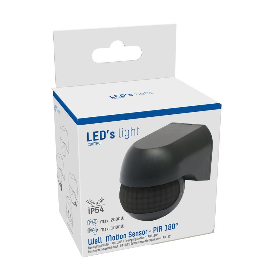 LED's Light 2-in-1 Bewegingsmelder met 12 meter bereik - Voor binnen & buiten - Wandmontage - Zwart Sensoren LED.nl