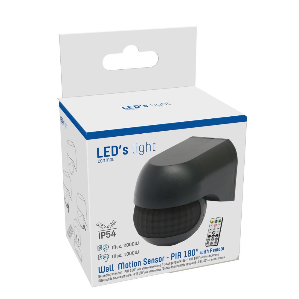 LED's Light 2-in-1 Bewegingsmelder met Afstandsbediening - Detecteert schemer en beweging - Zwart Sensoren LED.nl