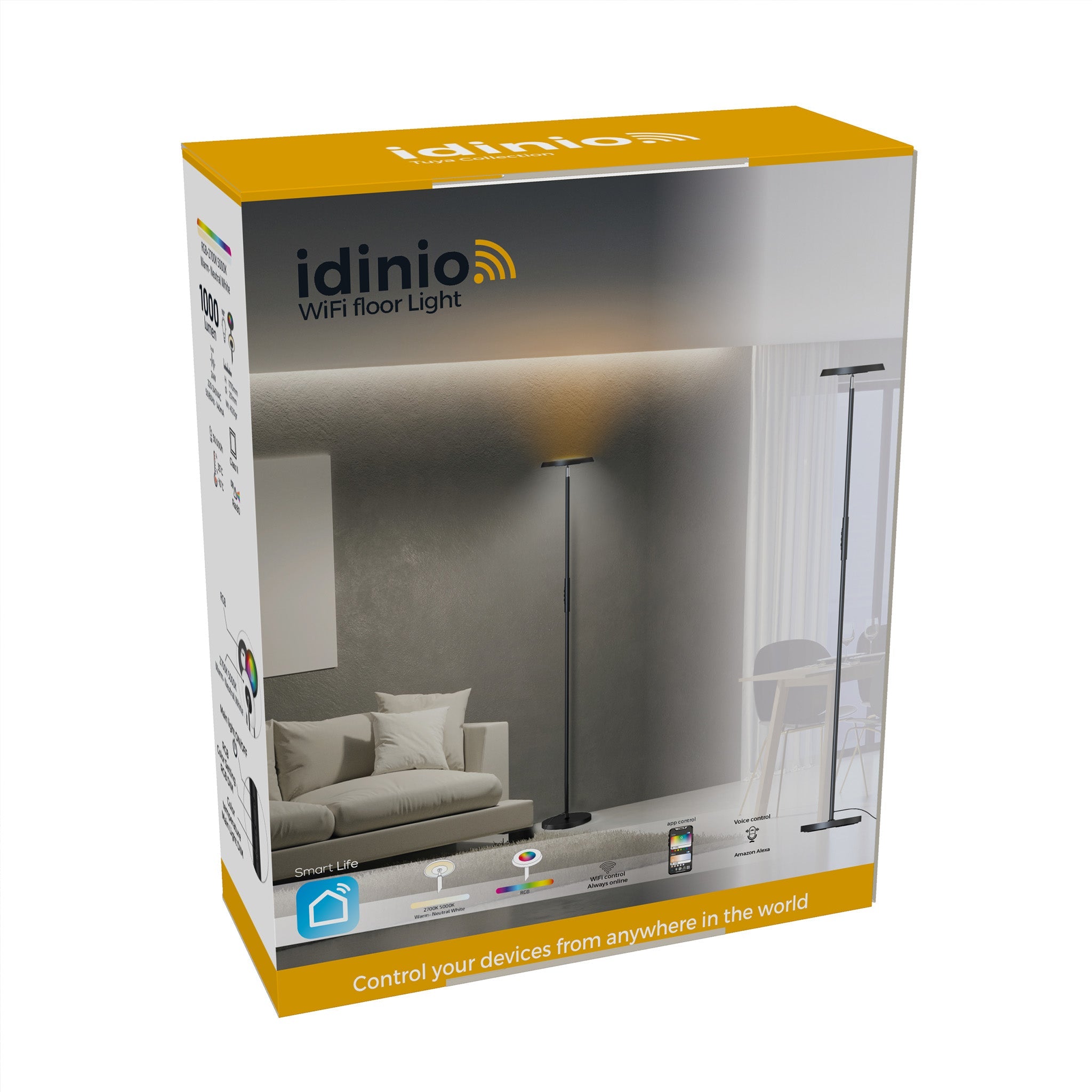 Ambient LED Vloerlamp - White & Color - Schijnt naar beneden en boven - Bedienbaar met App Vloerlampen Led.nl