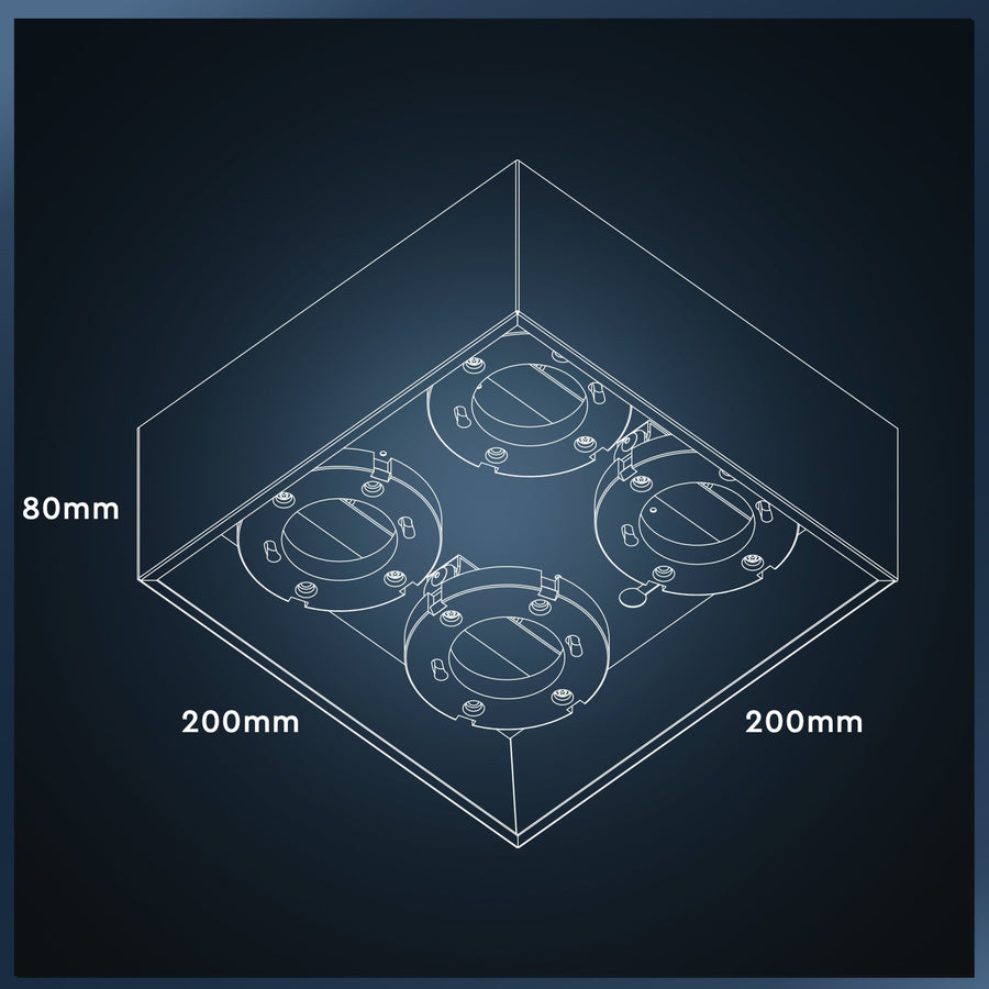 LED's Light Cube LED Plafondlamp - 4 lichtpunten - Draaibaar licht - Staal - 20 x 20 cm - Wit Plafondlampen LED.nl