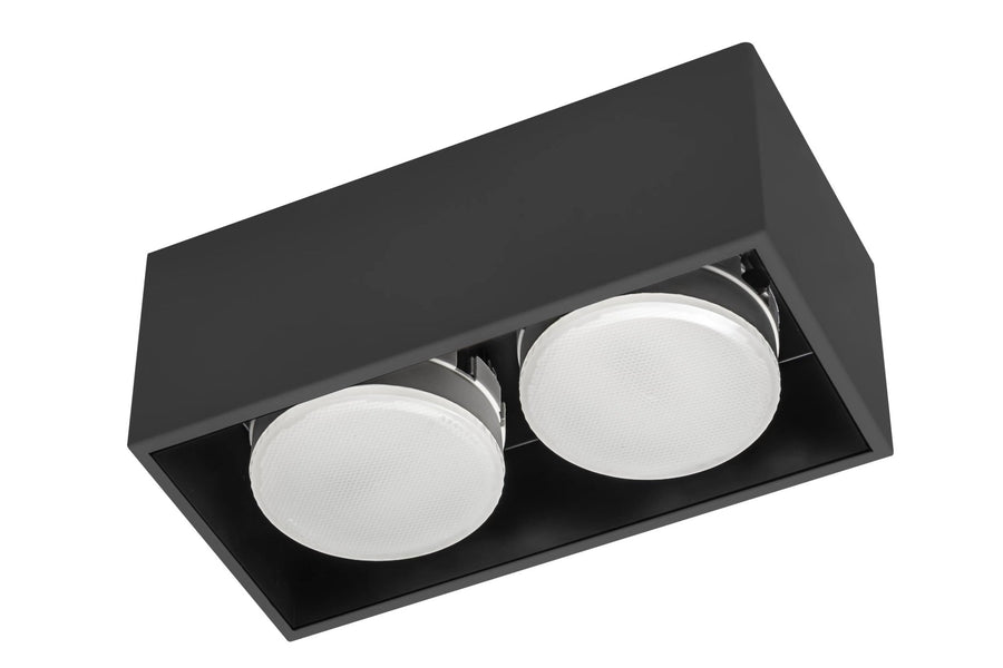 LED's Light Cube LED Plafondlamp - 2 lichtpunten - Draaibaar licht - Staal - 20 x 8 cm - Zwart Plafondlampen LED.nl