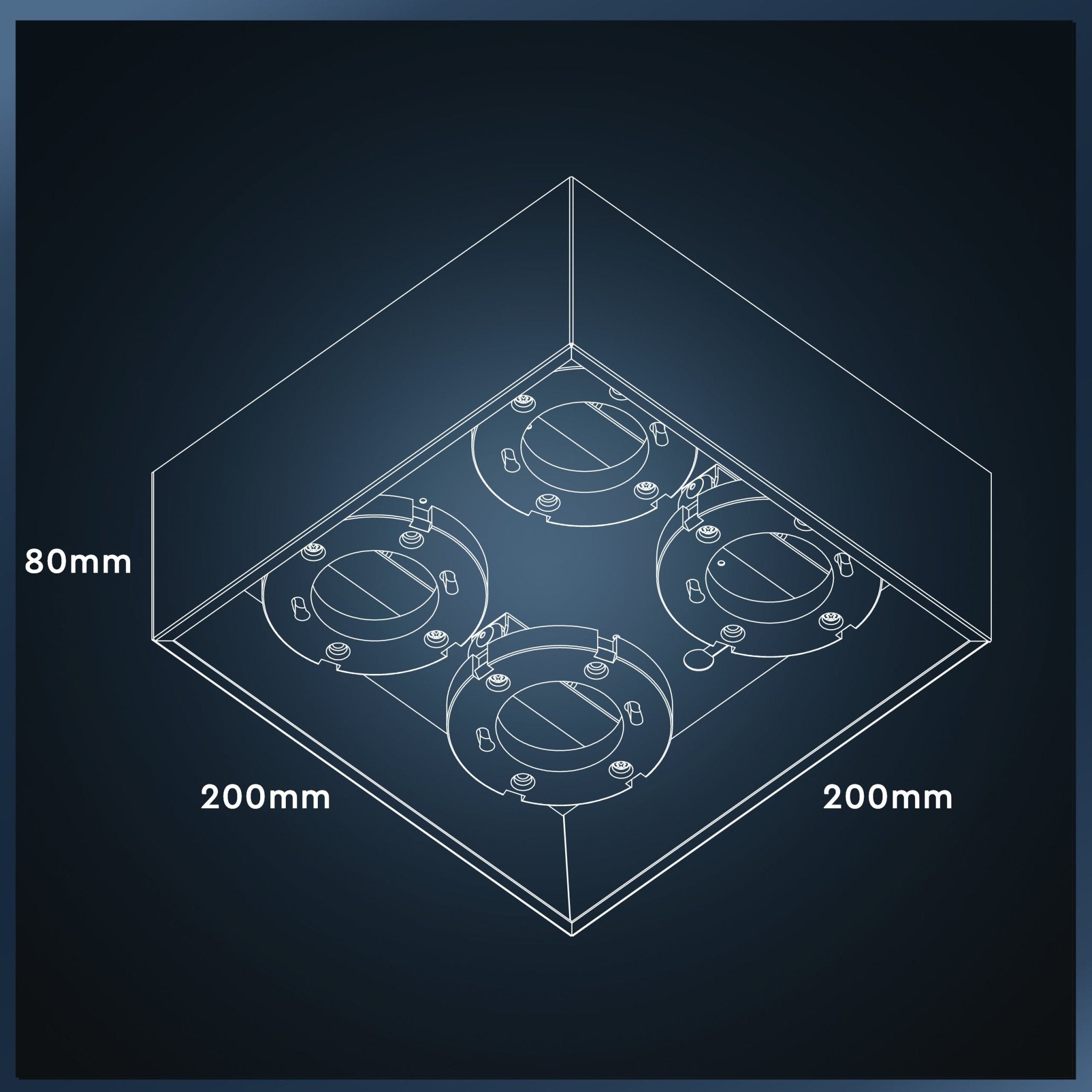 LED's Light Cube LED Plafondlamp - 4 lichtpunten - Draaibaar licht - Staal - 20 x 20 cm - Zwart Plafondlampen LED.nl