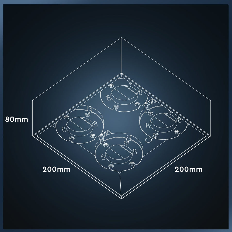 LED's Light Cube LED Plafondlamp - 4 lichtpunten - Draaibaar licht - Staal - 20 x 20 cm - Zwart Plafondlampen LED.nl