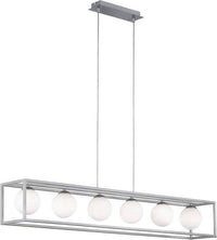 Deco Hanglamp eetkamer met 6 lichtpunten - In hoogte verstelbaar - LED lampen inbegrepen - Zilver Hanglampen LED.nl