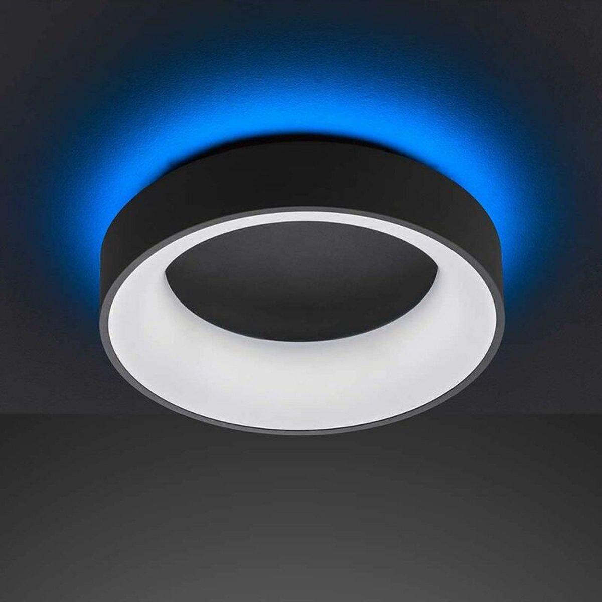 Deco Plafondlamp zwart Ø 45 cm met afstandsbediening - Dimbaar wit licht - Achtergrondverlichting Plafondlampen LED.nl