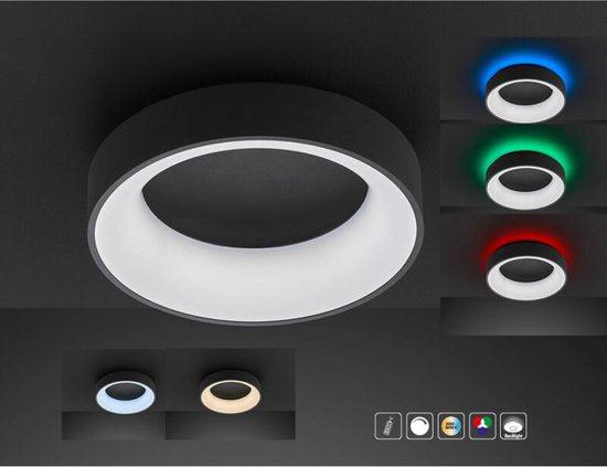 Deco Plafondlamp zwart Ø 45 cm met afstandsbediening - Dimbaar wit licht - Achtergrondverlichting Plafondlampen LED.nl