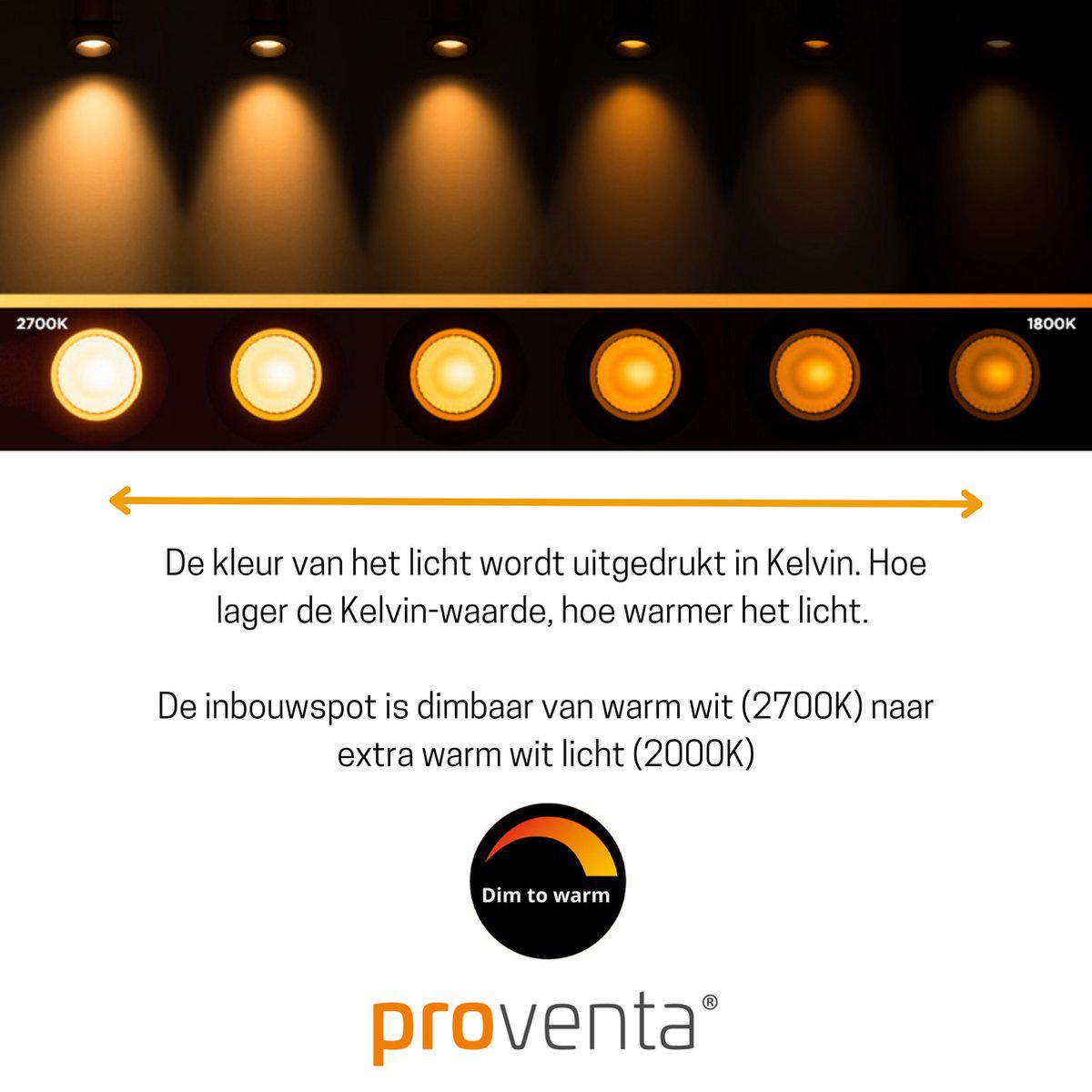 6 PACK - LED's Light Pro LED Inbouwspot Nikkel - DimToWarm - Ø 68mm - Kantelbaar - Warm wit licht - CRI95 Inbouwspots LED.nl