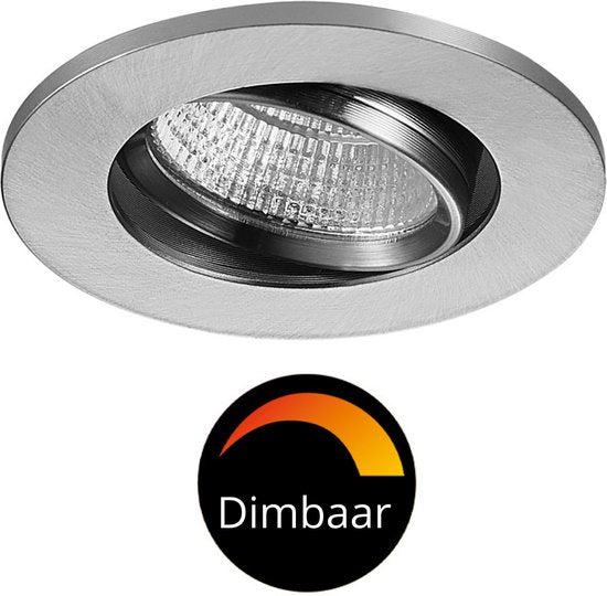6 PACK - LED's Light Pro LED Inbouwspot Nikkel - DimToWarm - Ø 68mm - Kantelbaar - Warm wit licht - CRI95 Inbouwspots LED.nl